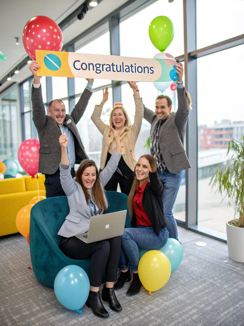A picture of participants celebrating their success at a marketing hackathon, highlighting the rewards and recognition involved.